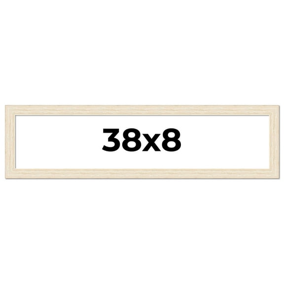 38x8 Frame White Barnwood Picture Frame Includes UV Acrylic Plexiglass, Acid Free Foam Backing