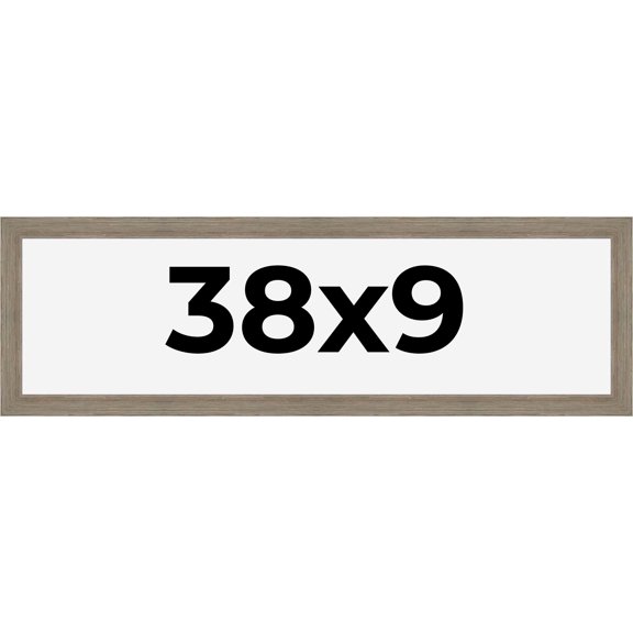 38x9 Frame Gray Barnwood Rustic Solid Wood Picture Frame | 1.5 Inch Moulding Width | Includes UV