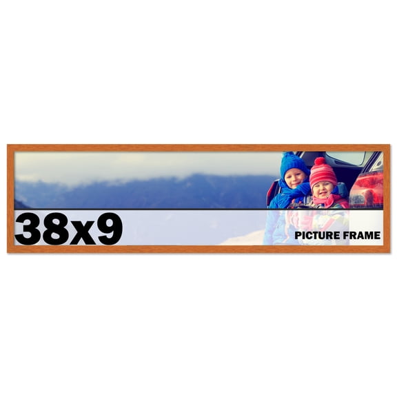 38x9 Frame Honey Pecan Brown Picture Frame - Modern Photo Frame Includes UV Acrylic Shatter Guard