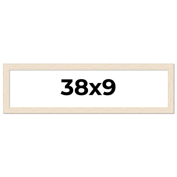 38x9 Frame White Barnwood Picture Frame Includes UV Acrylic Plexiglass, Acid Free Foam Backing
