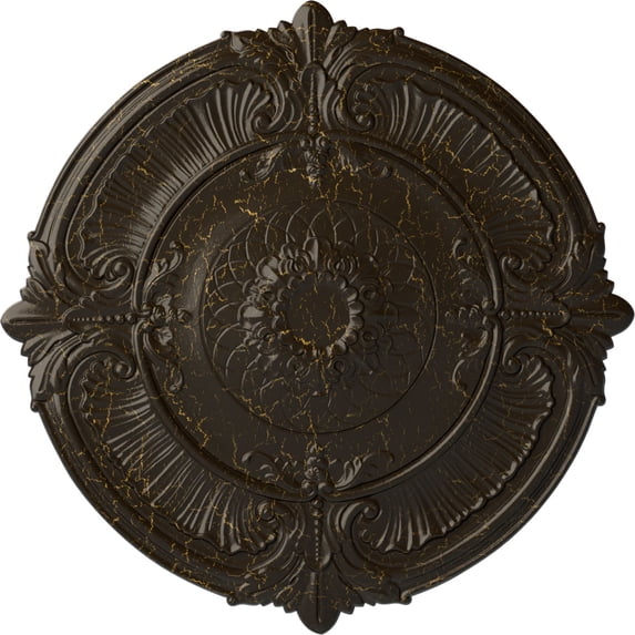 39 1/2"OD x 2 1/2"P Attica Ceiling Medallion (Fits Canopies up to 3 3/4"), Hand-Painted Stone Hearth Crackle
