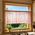 thumbnail image 1 of 39" × 18" Embroidered Lace Sheer Kitchen Curtain Valance, Rod Pocket Floral Window Treatment for Small Windows, 1 of 8