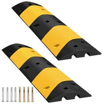 39.2" Rubber Speed Bump, Osoeri Pack of 2 Total 78.4'' Heavy Duty, Humps Rated 66000 LBS Load Capacity, Speed Humps with 4 Bolt Spikes Anchors for Asphalt Concrete Gravel Driveway
