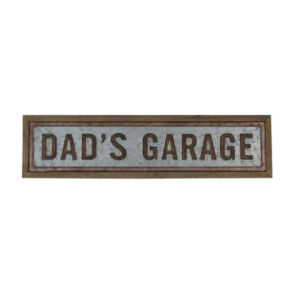 39.25" Brown and Silver "DAD'S GARAGE" Rectangular Wall Sign