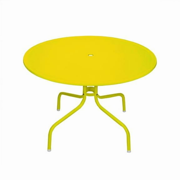 39.25 in. Outdoor Retro Metal Tulip Side Table, Yellow