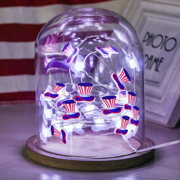 39.3 Inch LED Flag String Lights, Battery Operated Patriotic Lighting, 4th of July Decoration for Wall Door, Red White Blue