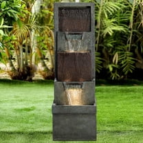 39.3'' Tall Floor Outdoor Fountains and Waterfalls with Lights Indoor Water Fountain Outdoor Modern Floor-Standing Fountain for Yard, Floor Patio, Backyard and Home Art Decor