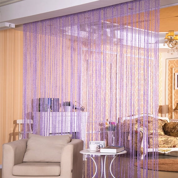 39.3 x 78.7 Inch Polyester Beaded Partition Drape, Thread Tassel Door Curtains, Decorative String Room Divider for Spring Home Bedroom Living Room Entryway