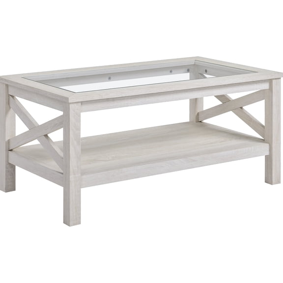 39.30in Deep White Oak Coffee Table with X-Frame Design and Storage for Living and Game Rooms