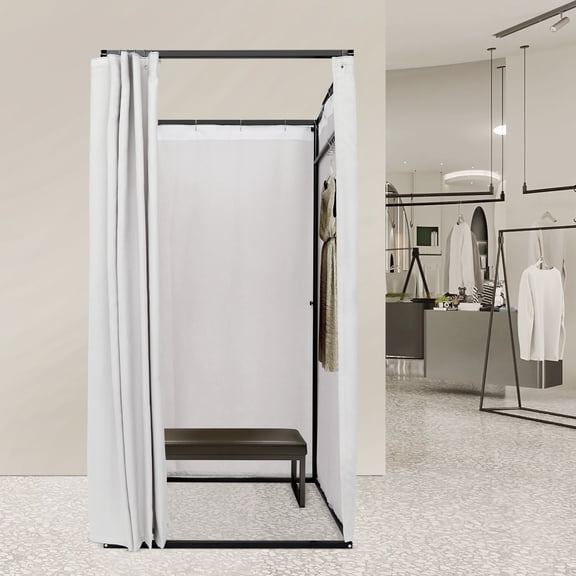 39.37*39.37 Freestanding Grey Rectangular Portable Clothing Store Fitting Room, Clothing Store Fitting Room