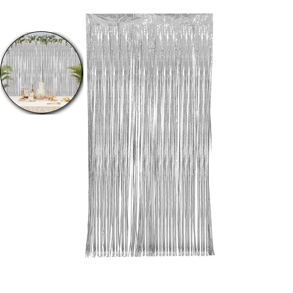 39.37×78.74in Metallic Tinsel Foil Fringe Curtains Party Photo Backdrop Party Streamers for St.Patrick's Day, Birthday, Graduation, New Year Eve Decorations Christmas Decor