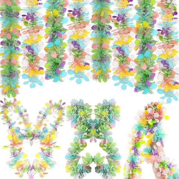 39.37 FT Easter Tinsel Garland Easter Metallic Glitter Garlands Colorful Metallic Tinsel Twist Garland with Confetti Spring Hanging Garland Decorations for Easter Holiday Party Door Tree Mantel Decor