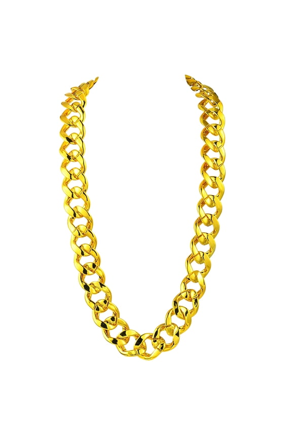 39.37 Inch/100cm Gold Cuban Necklace Chunky Link Necklace Acrylic Punk Style Big Thick 80s 90s Rapper Costume Chain Accessory