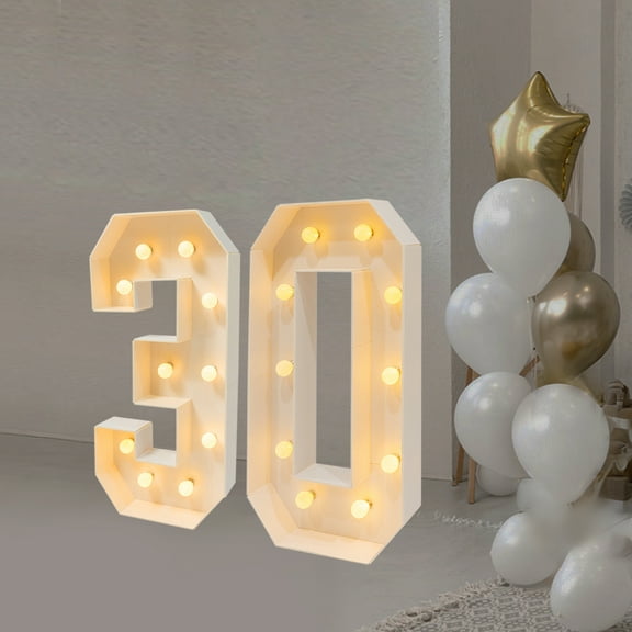 39.37 Inch Light Up Number of 30, 30th Birthday Number Lights with 2 Battery Boxes and 20 LED Bulbs, Light Up Numbers 30 Sign for Party Backdrop Wall Decor (30th)