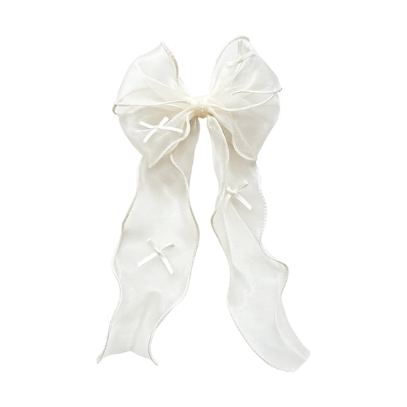 39.37 Inch Sheer Organza Bow Hair Clips with Long Ribbon Tassels for Bridal and Parties,Colour as Pictured