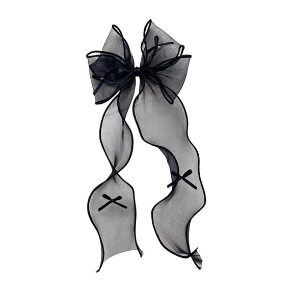 39.37 Inch Sheer Organza Bow Hair Clips with Long Ribbon Tassels for Bridal and Parties,Colour as Pictured