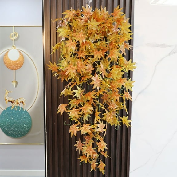 39.37 InchThanksgiving Maple Leaf Tree Hanging Simulation Decoration,Wall Decor Artificial Maple Leaves Vines,Plastic Ivy Plant for Fall Garden Patio Porch Home Decor