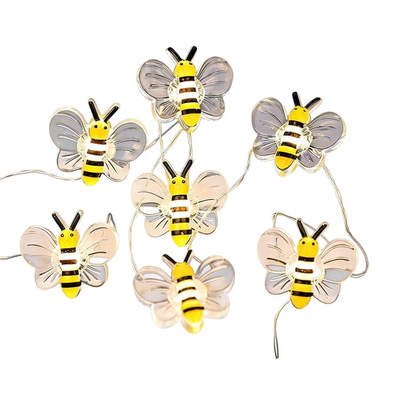 39.37 Inches Led String Lights Cute Honeybee Decor Lights for Indoor Outdoor Garden Patio Party Bedroom Decoration 10 Light Battery Operated