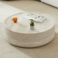 thumbnail image 1 of 39.37" Round Coffee Table for Living Room Fiberglass Circle Coffee Table Modern Drum Center Table for Apartment, No Need Assembly, 1 of 6