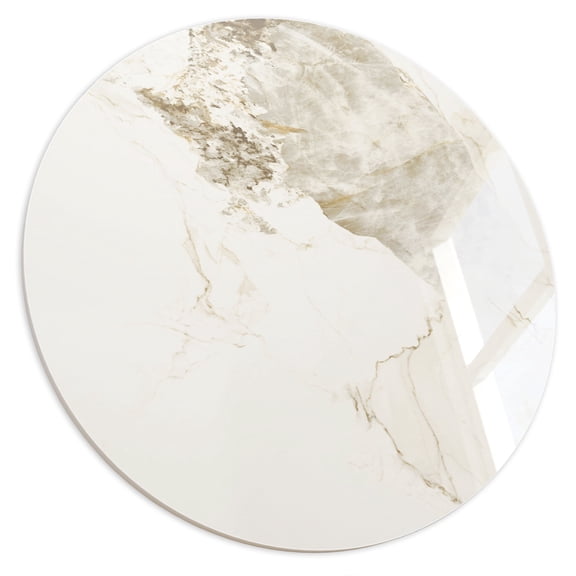 39.37" Round Sintered Stone Tabletop, Classic Ivory White Replacement Table Top for Dining Room