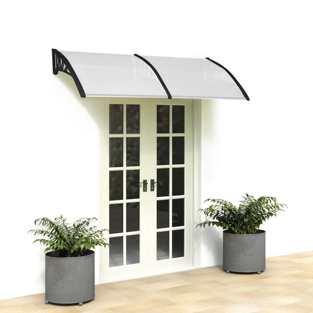 39.37"x 31.5" Polycarbonate Window Door Awning with Bracket Overhead Cover Front Door Outdoor Patio Canopy Sun Shetter,UV,Rain Snow Protection Hollow Sheet-White