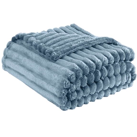 39.37" x 59.06" Fleece Throw Blanket, Thick Warm Soft Striped Fluffy Blanket for Couch, Bed, Camping & Car - Cozy Decorative All-Season Use