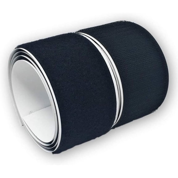 39.37x2 Inch Black Double-Sided Hook and Loop Tape - Sticky Fastener Strips for Crafts, Clothing, Medical Use, Home Improvement - Polypropylene & Polyester