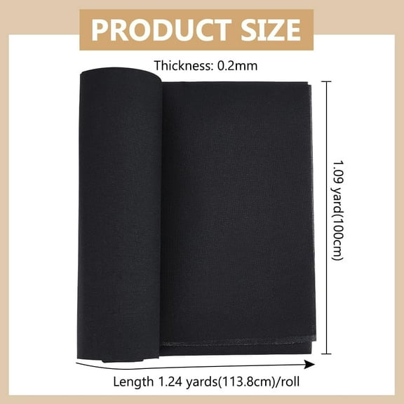 39.3x44.8 Inch Black Interfacing Fabric Woven Single-Sided Iron On Fusible Interfacing Iron Lining Fabric for Blouses Dress Shirts Sewing Accessories