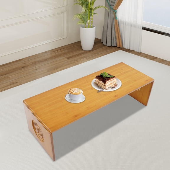 39.4*14.6*11.8inch Modern Freestanding Tawny Rectangular Foldable Floor Table Without Assembly