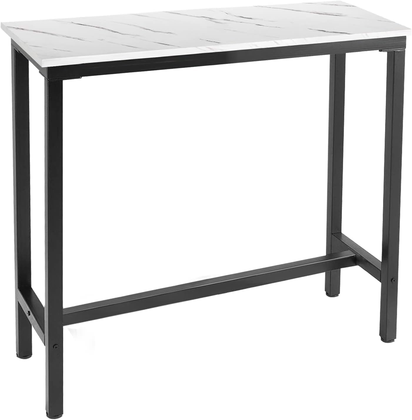 39.4" Bar Table White Marble Industrial Pub Dining Height Table Bistro ...