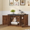 thumbnail image 1 of Hzuaneri 39.4" Cat Litter Box Enclosure, Hidden Cabinet Furniture with Bell, Farmhouse Style, Rustic Brown and Black, 1 of 8