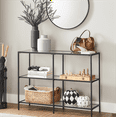thumbnail image 1 of 39.4" Console Table with 3 Shelves Metal Frame Glass Shelf for Living Room Black Entryway Table, 1 of 9