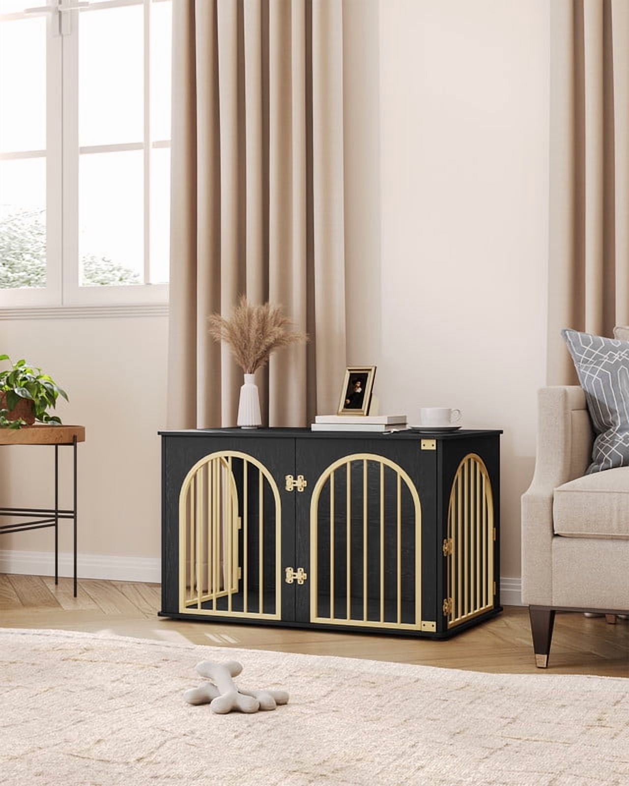 39.4" Dog Crate Furniture, Dog Kennel Indoor Arched Door Design for Small/Medium/Large Dog