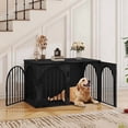 thumbnail image 1 of Hzuaneri Dog Crate Furniture, 39.4" Wooden Dog Kennel with Cushion, Indoor Dog Cage for Medium to Large Dog, Decorative Pet House Side End Table TV Stand, Heavy Duty, Black, 1 of 11