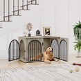 thumbnail image 1 of Hzuaneri Dog Crate Furniture, 39.4" Wooden Dog Kennel with Cushion, Indoor Dog Cage for Medium to Large Dog, Decorative Pet House Side End Table TV Stand, Heavy Duty, Greige Black, 1 of 10