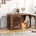 thumbnail image 1 of Hzuaneri Dog Crate Furniture, 39.4" Wooden Dog Kennel with Cushion, Indoor Dog Cage for Medium to Large Dog, Decorative Pet House Side End Table TV Stand, Heavy Duty, Rustic Brown, 1 of 14