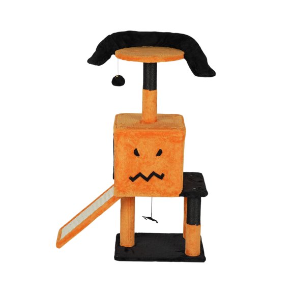 39.4" Halloween Cat Tree, Cat Tower Cat Tree for Indoor Cats with Spacious Cat Condo, Sisal Scratching Posts, Hanging Toys