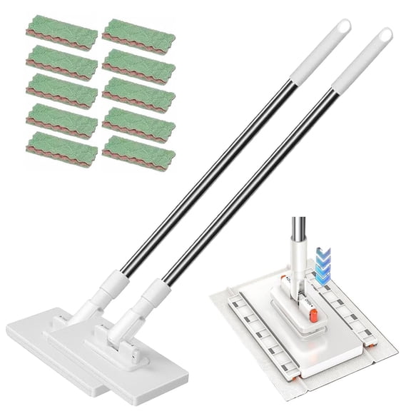 39.4" Hands-Free Multi-Purpose Flat Mop, One-Click Cleaning Mop with 10 Reusable Cloths for Kitchen & Home