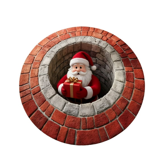 39.4 Inch 3D Visual Rug Santa Up Design Festive Doormat For Xmas Indoor Outdoor Use For Front Door Bathroom Kitchen Holiday Season Carpet With Fille Santa Carpet Home Decor