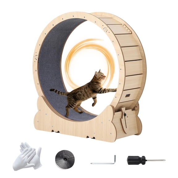 39.4 Inch Cat Exercise Wheel for Indoor Cats, Large Cat Treadmill Wheel with Detachable Carpeted Runway, Versatile Cat Toy Running Wheel Treadmill, Pet Activity Center for Weight Loss Health