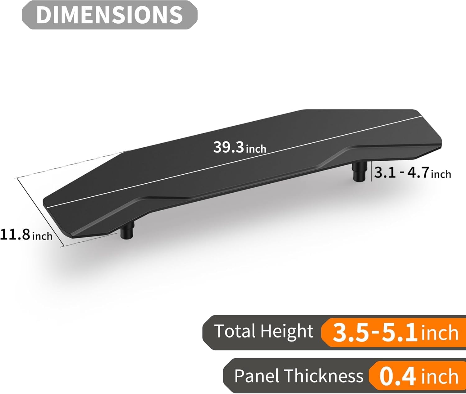 39.4 Inch Dual Monitor Stand Riser Black, Plane Wing-Shaped Sturdy Computer Desk Riser for 2 Monitors, Adjustable Height Wood Monitor Stand for Laptop, Extra Long Storage Drawer