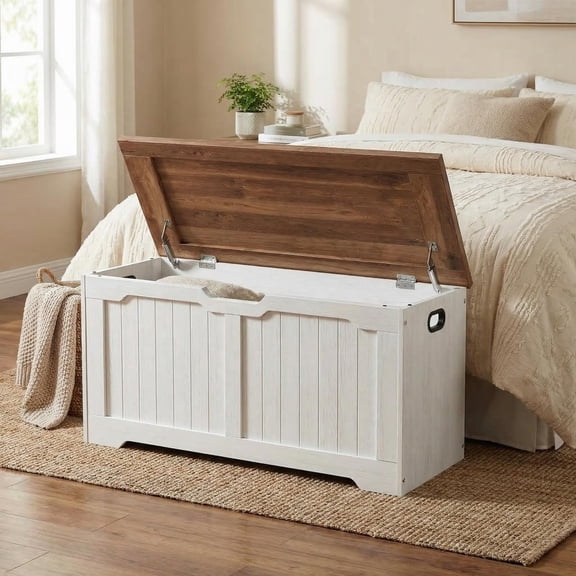 39.4 Inch Lift-top Retro Wooden Storage Bench Chest