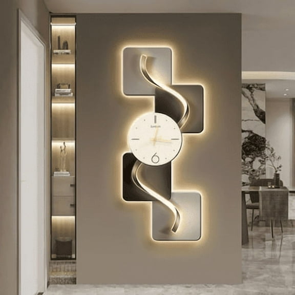 39.4" Large Silent Wall Clock Light Modern Abstract Geometric Decor Art Living Room