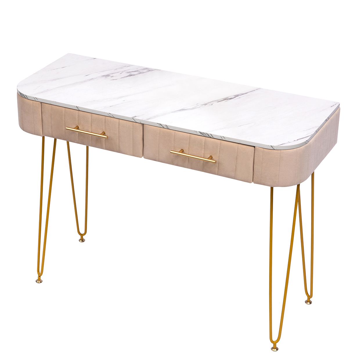 39.4" Length Soft Roll Makeup Vanity Table, Large Capacity Storage