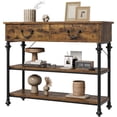 thumbnail image 1 of 39.4" Narrow Console Table with 2 Drawers,Sofa Table,Small Entryway Table with 3Tier Storage Shelves,Behind Couch Table,for Living Room,Hallway,Brown, 1 of 7