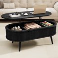 thumbnail image 1 of 39.4" Oval Lift Top Coffee Table with Hidden Storage Compartment - Black, 1 of 8