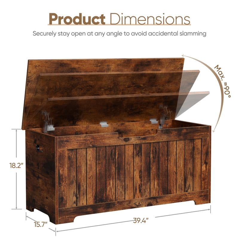 39.4" Rust Brown Lift Top Entryway Storage Chest/Bench with Side ...