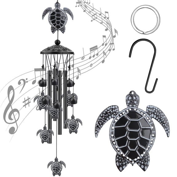 39.4'' Sea Turtle Wind Chimes, TSV Outdoor Retro Tortoise Wind Chimes Bell with Hook