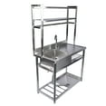 thumbnail image 1 of 39.4" Stainless Steel Commercial Utility Sink Set - Single Bowl Kitchen/Garage Sink w/ Shelves & Faucet, Silver, Durable, Freestanding, 1 of 10