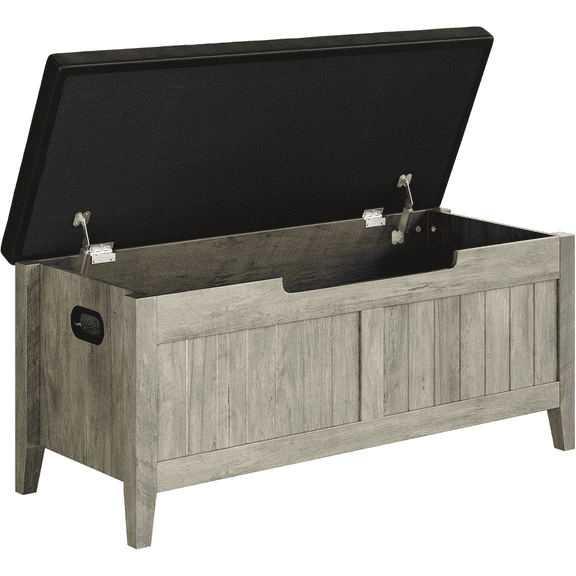 39.4” Storage Bench Wooden Chest Storage Box with 2 Safety Hinges Modern Entryway Benches with Flip-Top  for Living Room, Bedroom, Easy Assembly